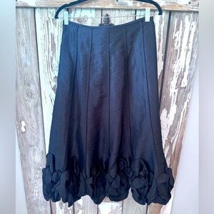 KM Collections by Milla Bell Black Skirt with Floral Hem Size 8